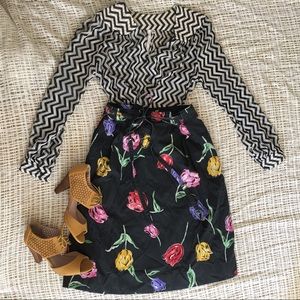 Vintage floral wrap skirt